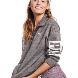PINK Victoria's Secret Gray Quarter-Zip Sweatshirt
